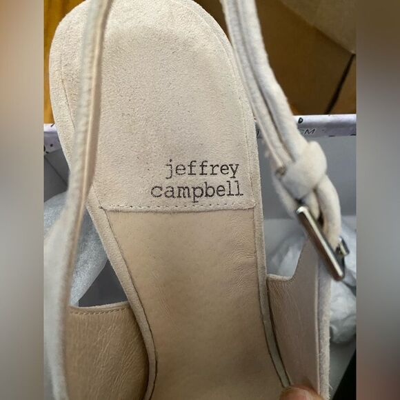 Jeffrey Campbell Kienna beige suede shoes high heels slingbacks Revolve 7.5 - Picture 10 of 11